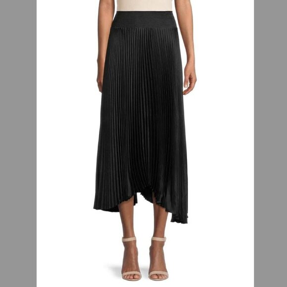 Elie Tahari Pleated Satin Midi Skirt NWT